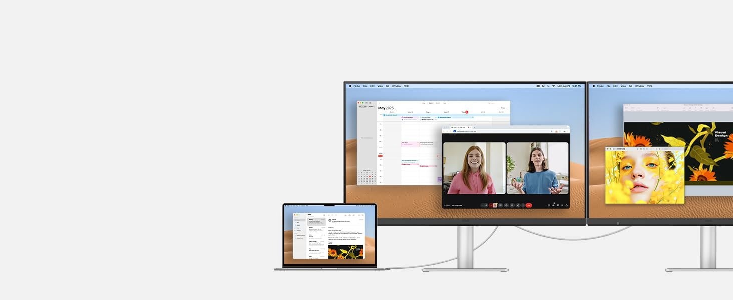 Digital display mockup showing responsive design across multiple devices: tablet, laptop, and smartphone screens displaying video content and interface elements.
