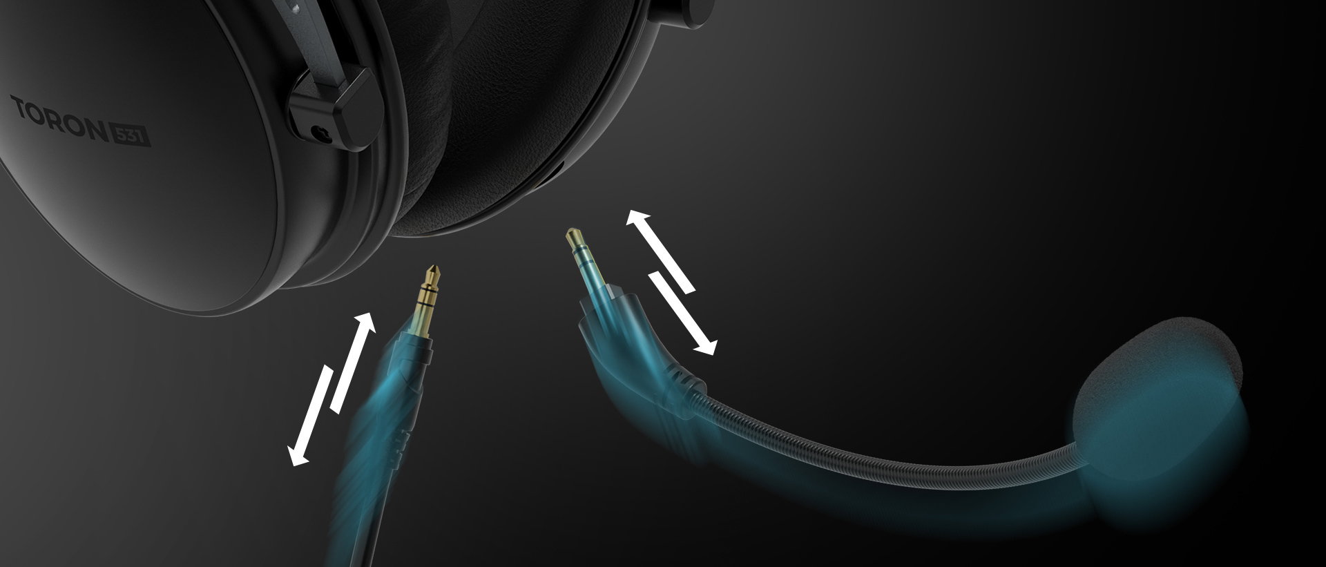 Black Genesis Toron 531 over-ear headphones with a microphone and detachable cables