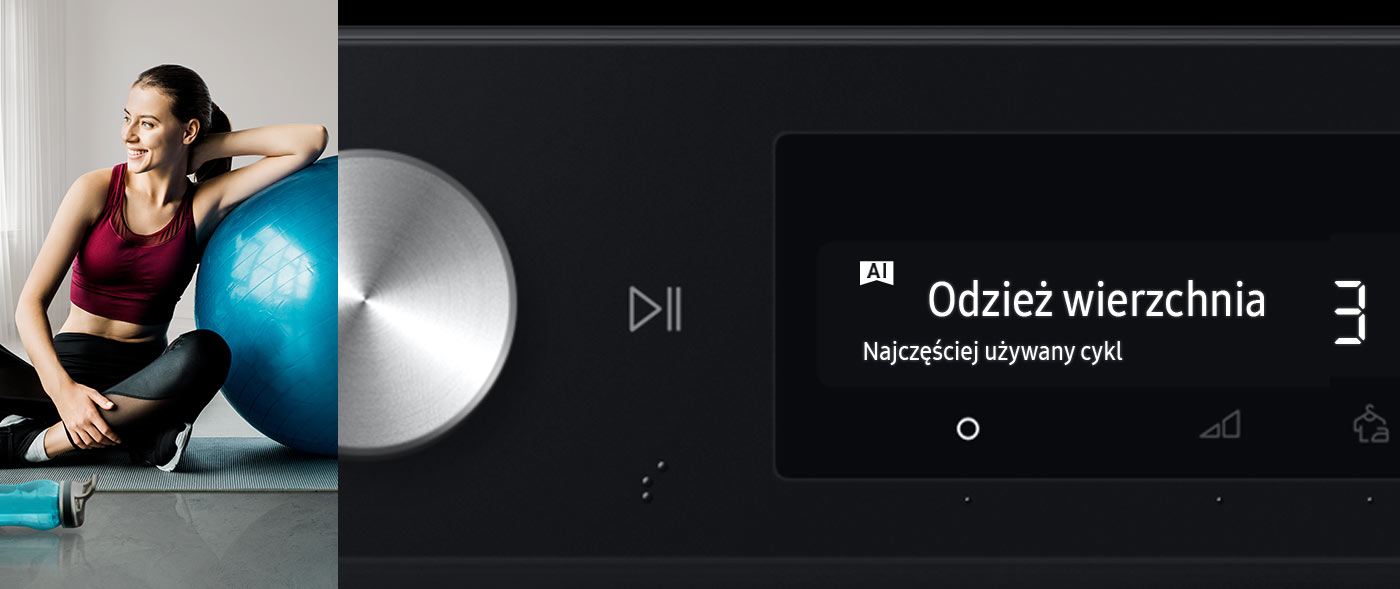 Intuicyjny panel sterowania wykorzystuje sztuczną inteligencję by zapewnić jeszcze łatwiejszą obsługę suszarki Samsung DV90BB7445GES6