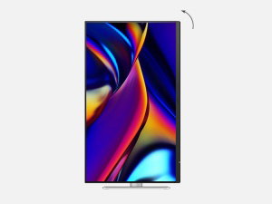 Écran de smartphone montrant un papier peint abstrait vibrant avec des motifs fluides violets, bleus et dorés ressemblant à des liquides sur fond sombre.