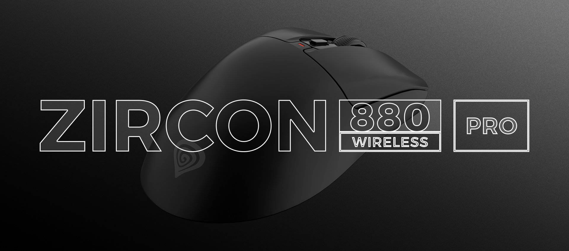 Wireless gaming mouse with a sleek black design and a clickable scroll wheel.