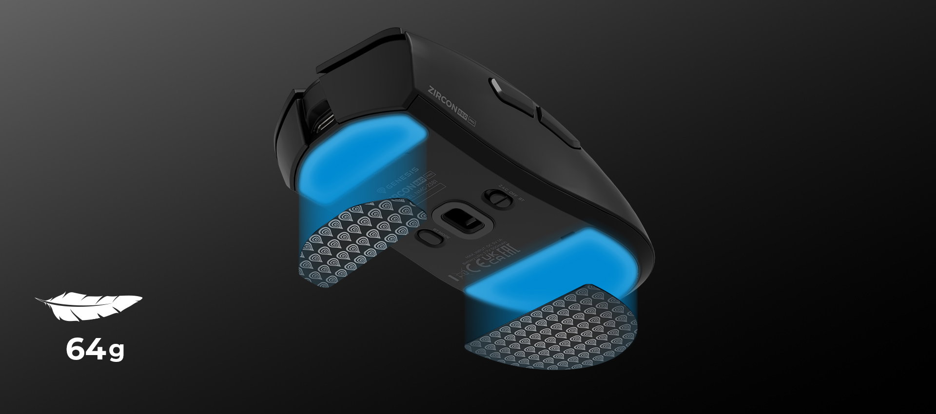 Gaming mouse with a sleek design and illuminated base for smooth movements.