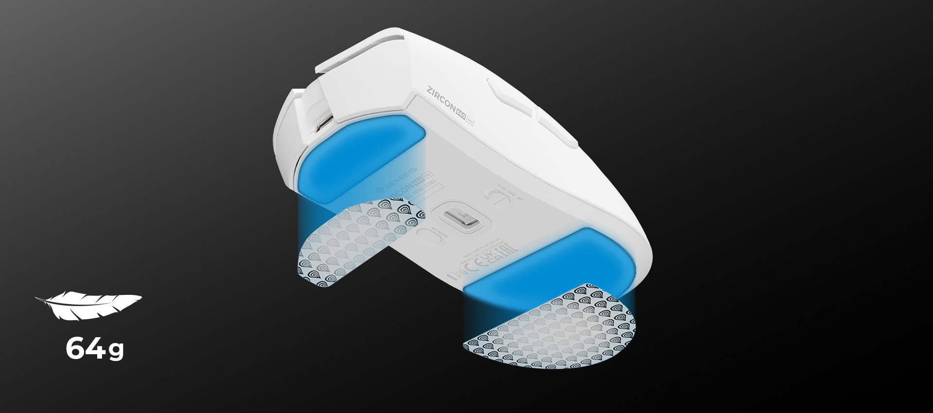 Lightweight device with a sleek design and textured grips for enhanced user comfort.