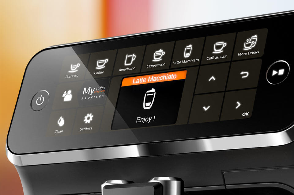 Intuicyjny panel sterowania zapewnia łatwą obsługę ekspresu Philips