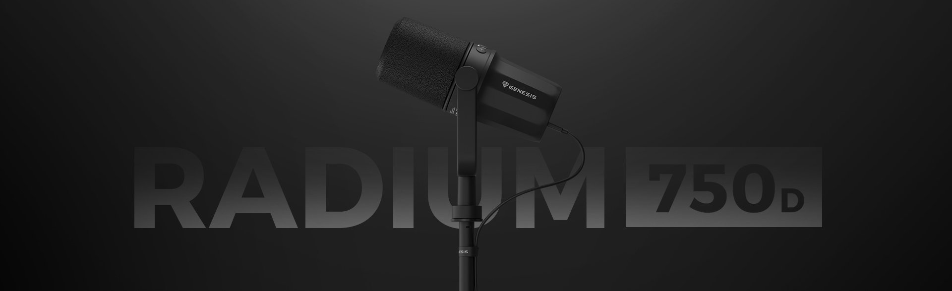 Microphone on a stand with a sleek design and a visible connecting cable