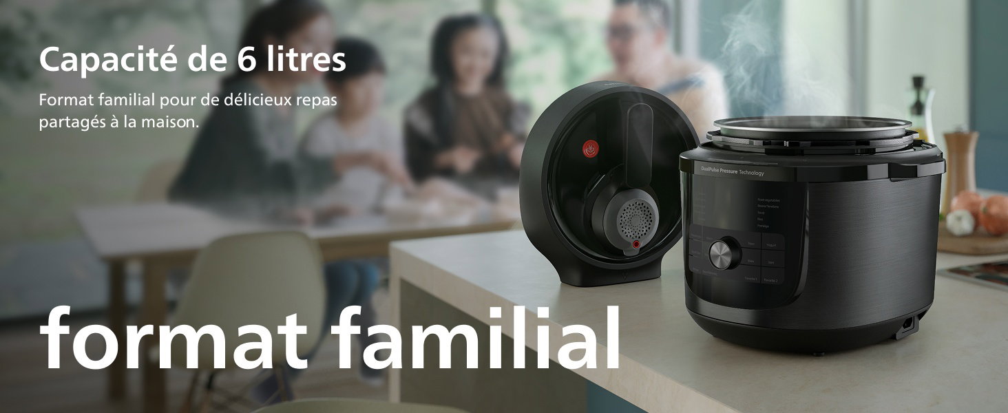 Capacité de 6 litres Format familial pour de délicieux repas partagés à la maison. format familial