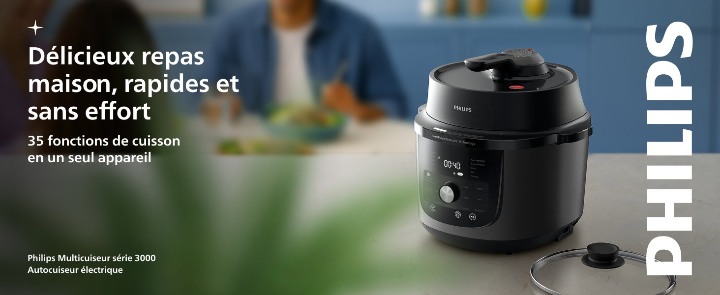 Délicieux repas maison, rapides et sans effort 35 fonctions de cuisson en un seul appareil Philips Multicuiseur série 3000 Autocuiseur électrique