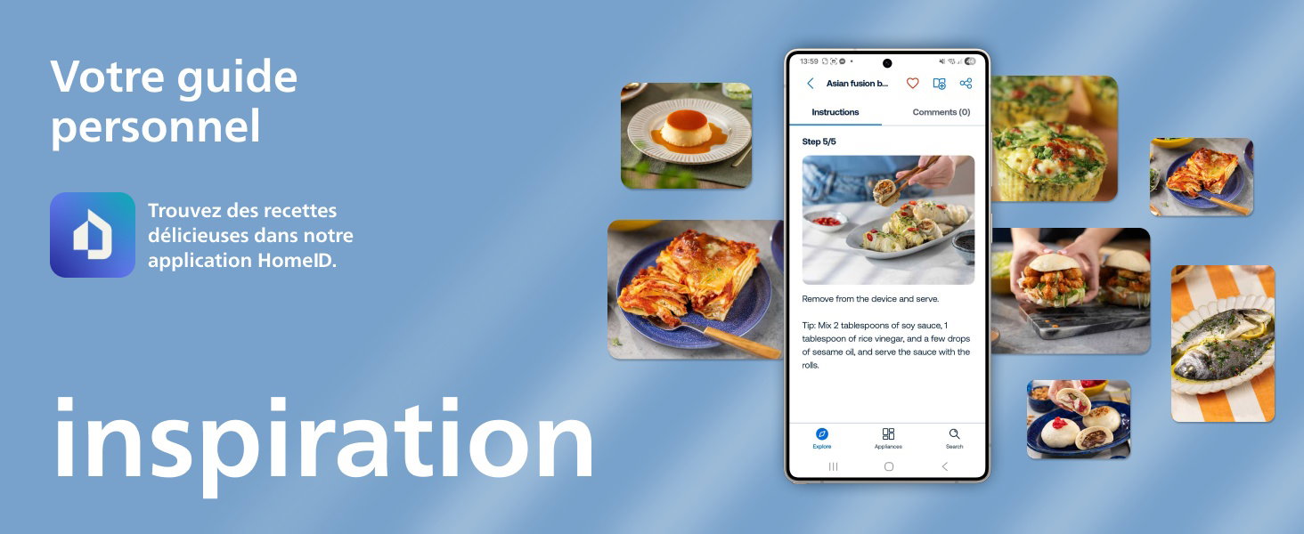 Votre guide personnel Trouvez des recettes délicieuses dans notre application HomeID. inspiration