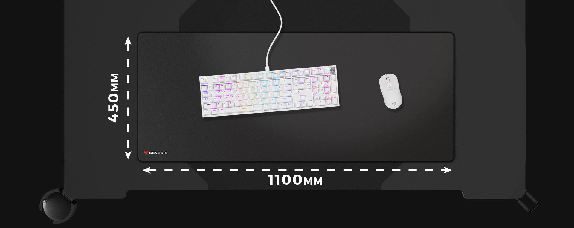 Large gaming mouse pad with smooth surface, accommodating a keyboard and mouse
