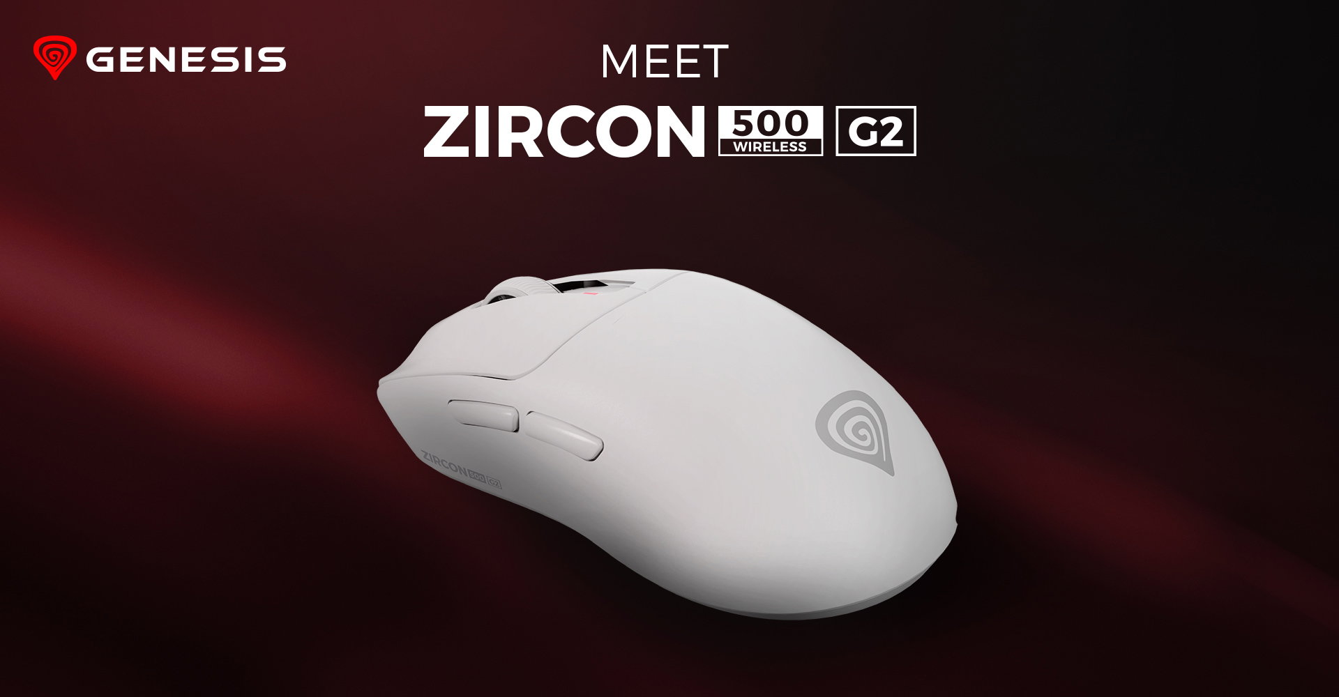 White gaming mouse with multiple buttons and a sleek, ergonomic design.