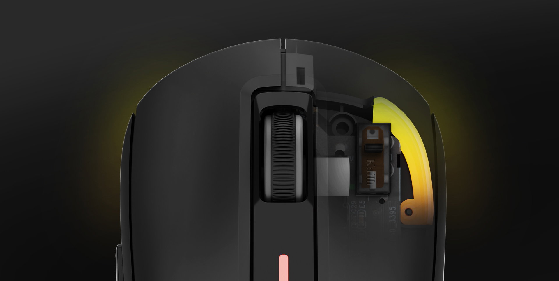 Close-up view of the Genesis Zircon 660 Pro wireless gaming mouse, highlighting its design and internal components