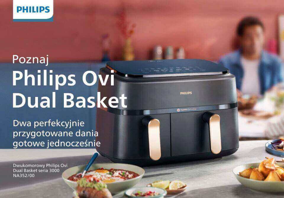 Airfryer Philips Ovi Dual Basket dostępny jest w sklepach Media Markt