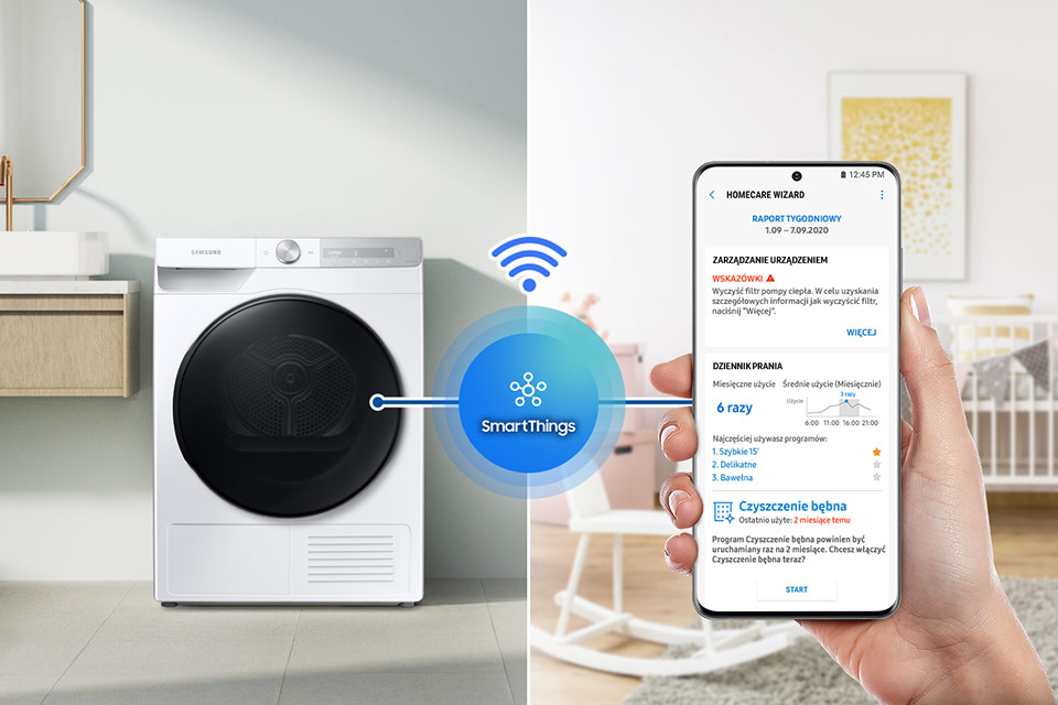 Zdalne sterowanie suszarką z aplikacji w smartfonie