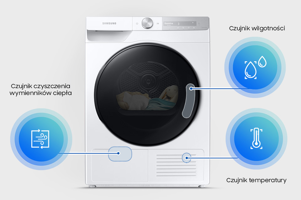 Suszarka Samsung i trzy czujniki parametrów działania